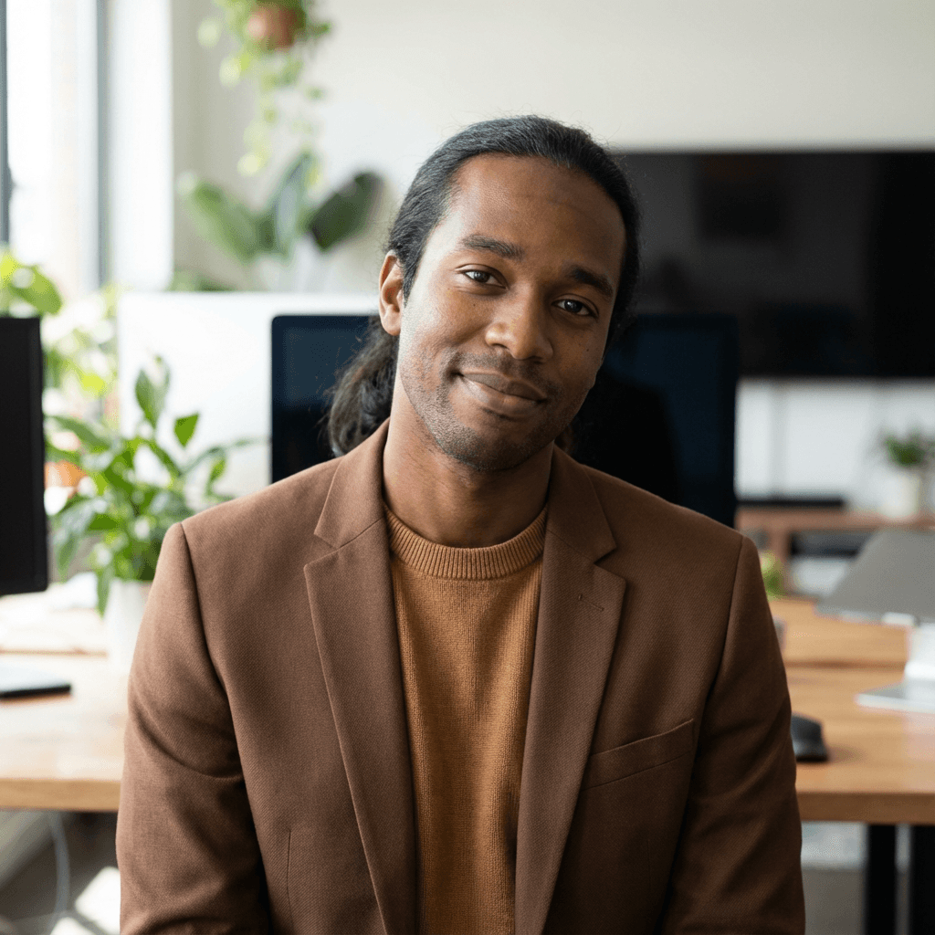 James Carter, facility manager, in a modern office lobby